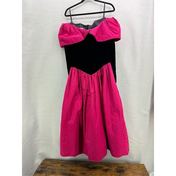 Vintage 80s Scott McClintock Off Shoulder Velvet Long Sleeve Party Dress - Picture 1 of 11